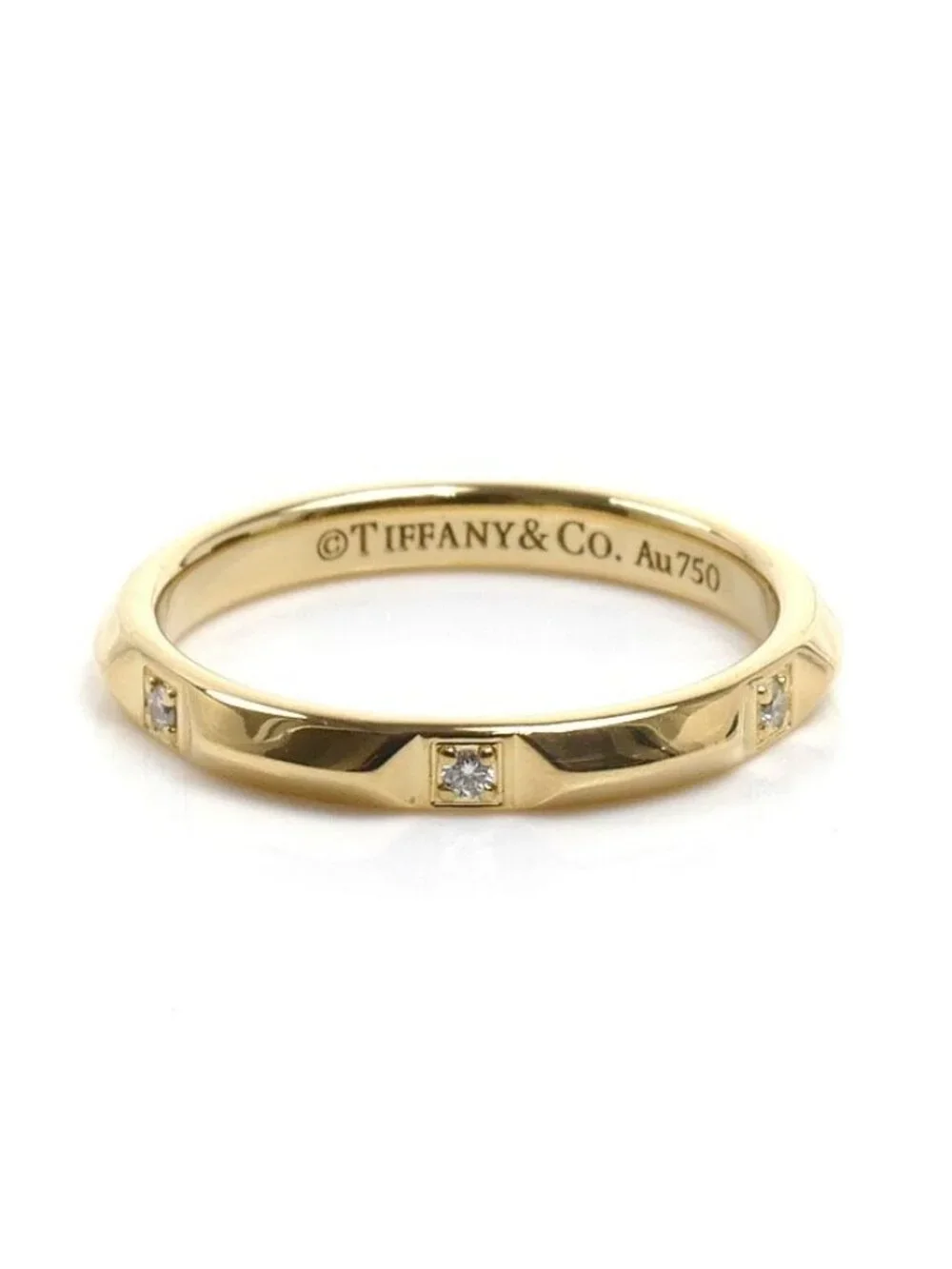Tiffany & Co 18K Yellow Gold T True Band Ring Diamond Vintage